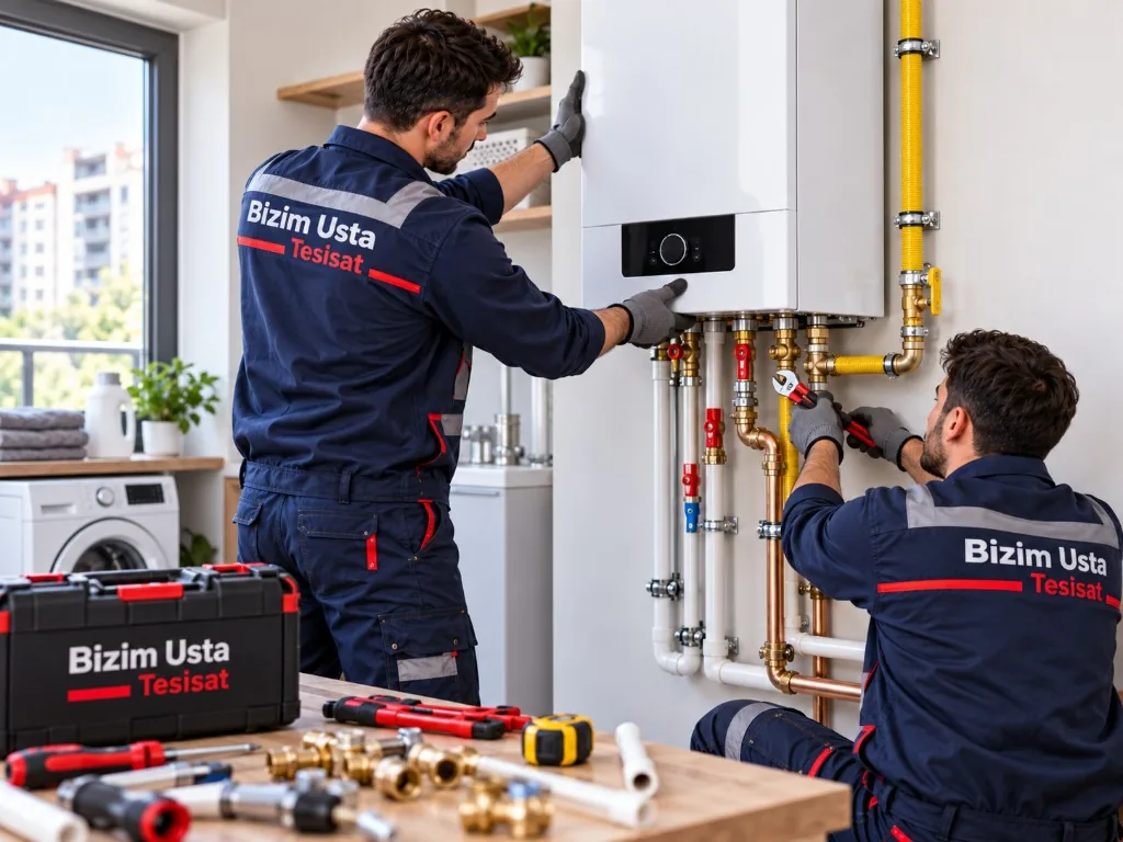 Bizim Usta Tesisat ekibi kombi montaj ve bağlantı çalışması