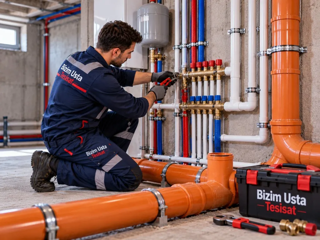 Bizim Usta Tesisat doğalgaz ve su tesisatı borulama çalışması